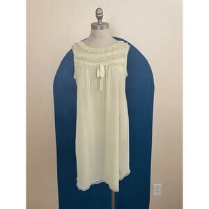 Vintage 50s 60s Butter Yellow Evette Sissy Ruffled Bust Mini Nightie Sz. Large